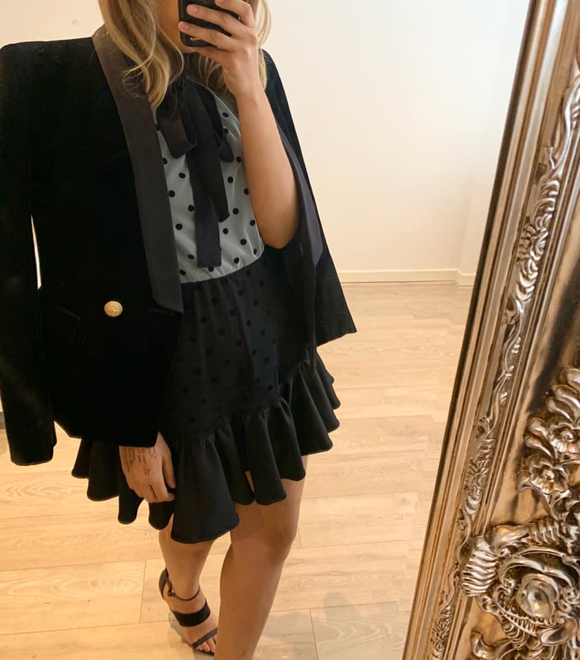 Polka Dot Mesh Frill Dress