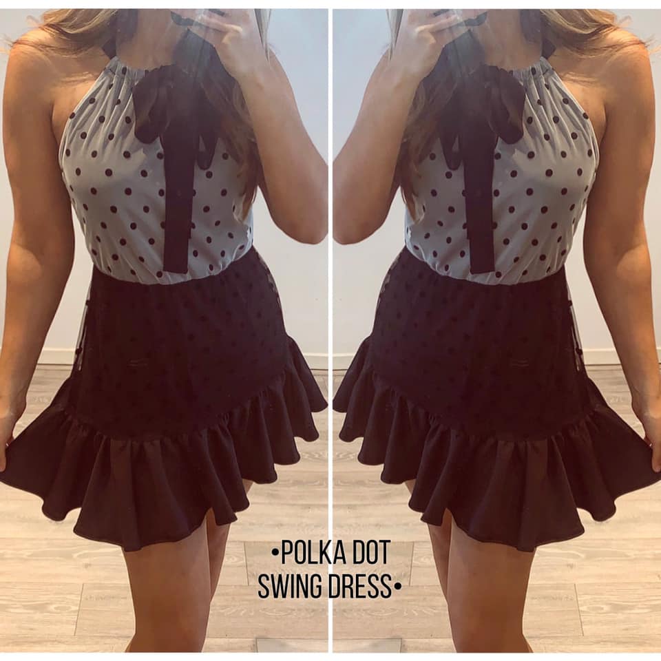 Polka Dot Mesh Frill Dress