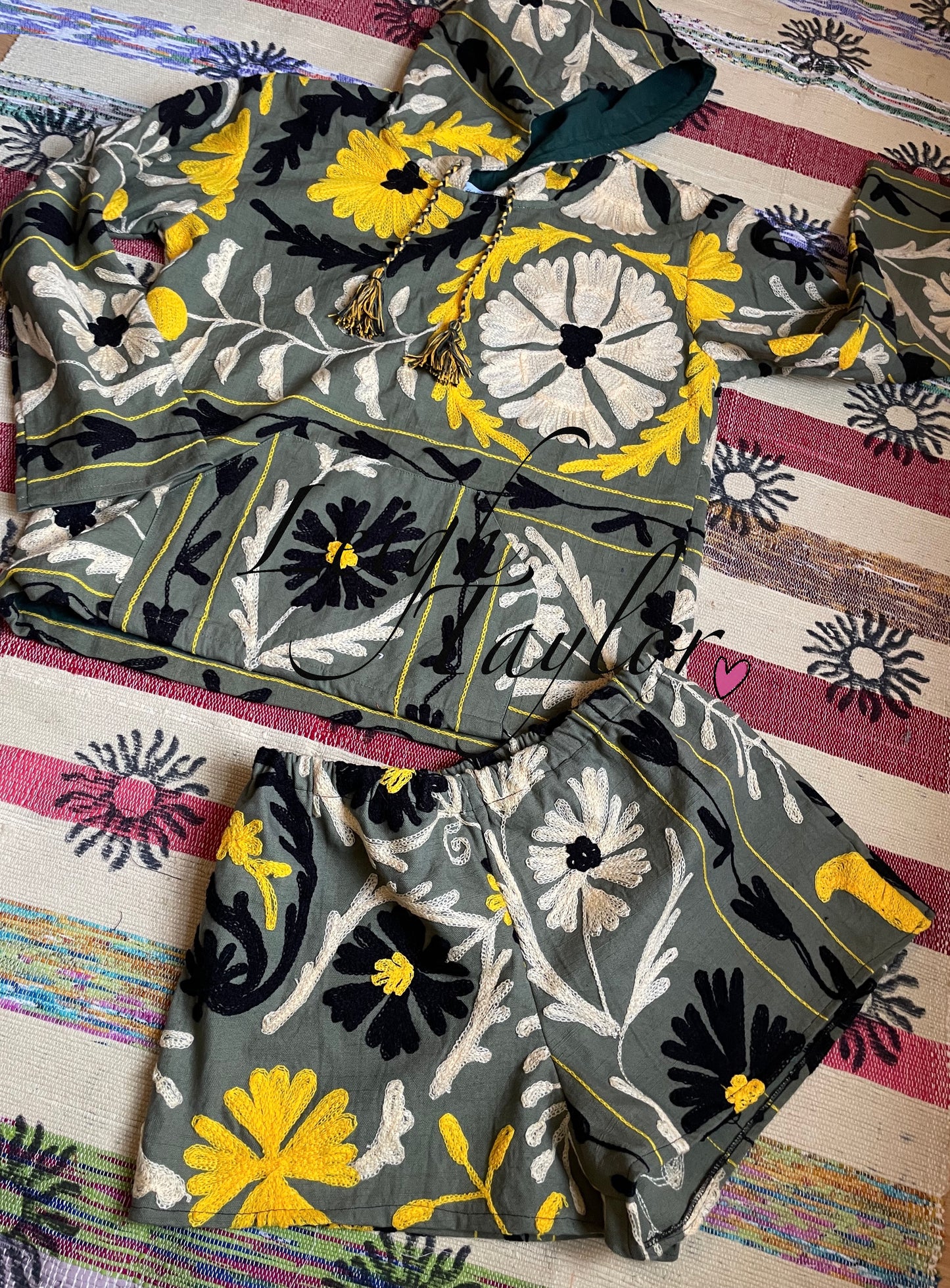 Green Wildflower Suzani Shorts