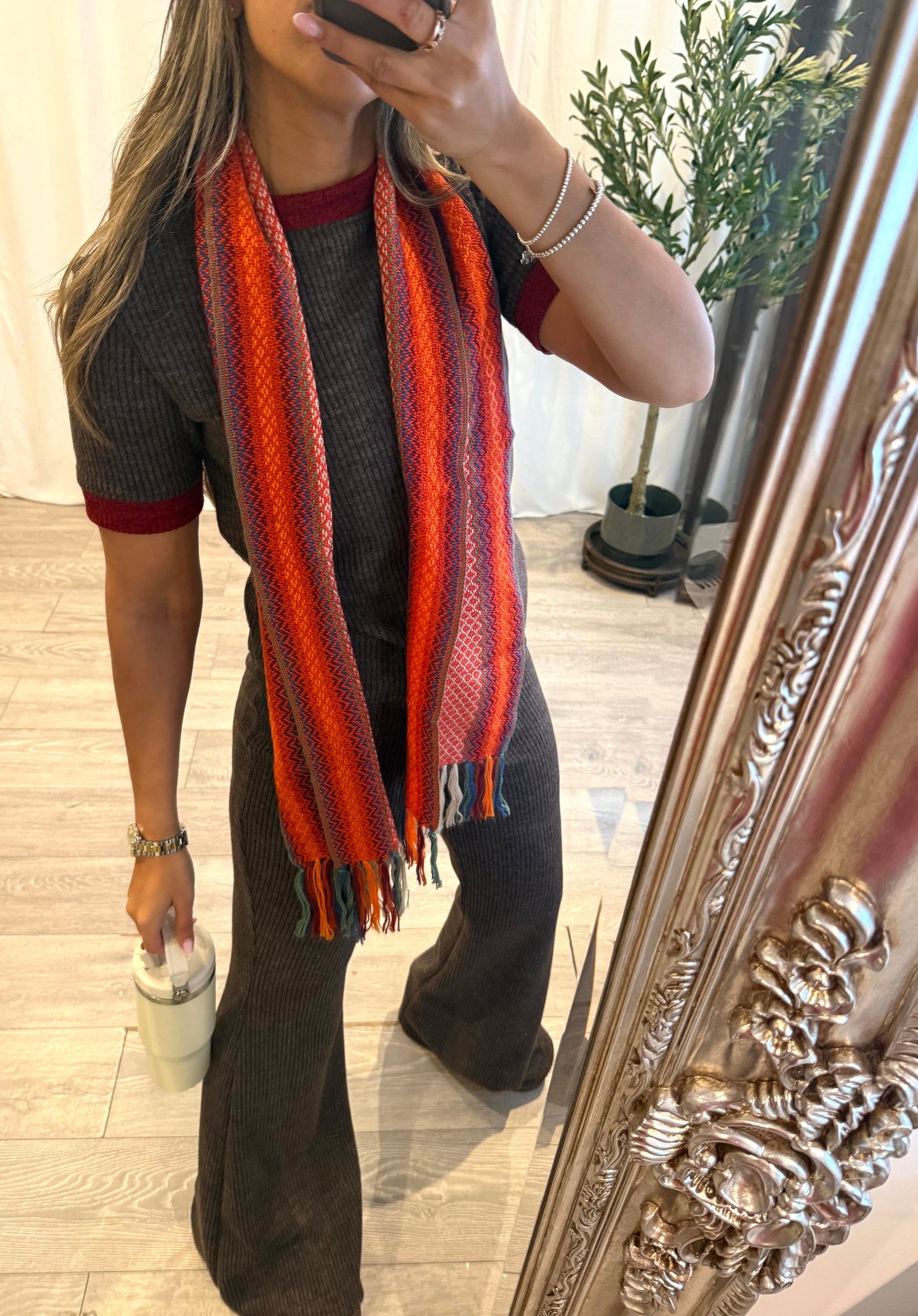 Alpaca Wool Scarf -Orange
