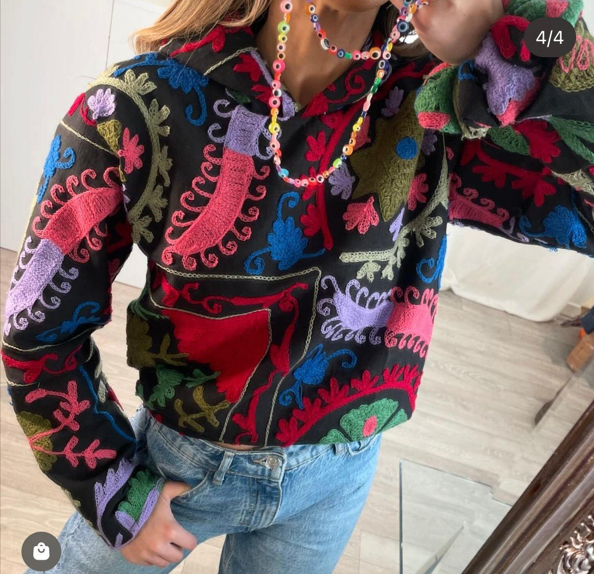 BLACK Suzani Hoody - (Without Linning)