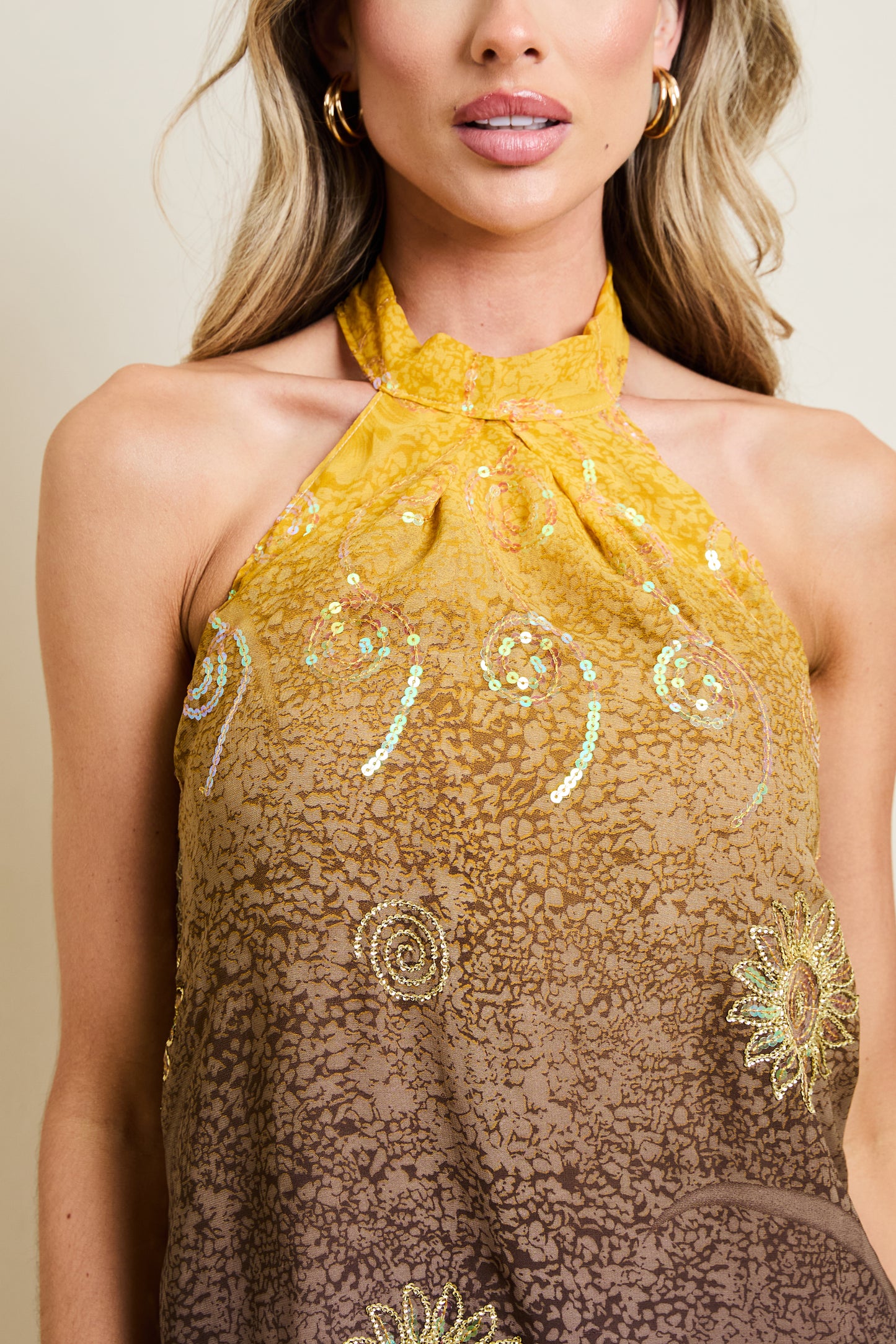 Golden Hour Halter Dress