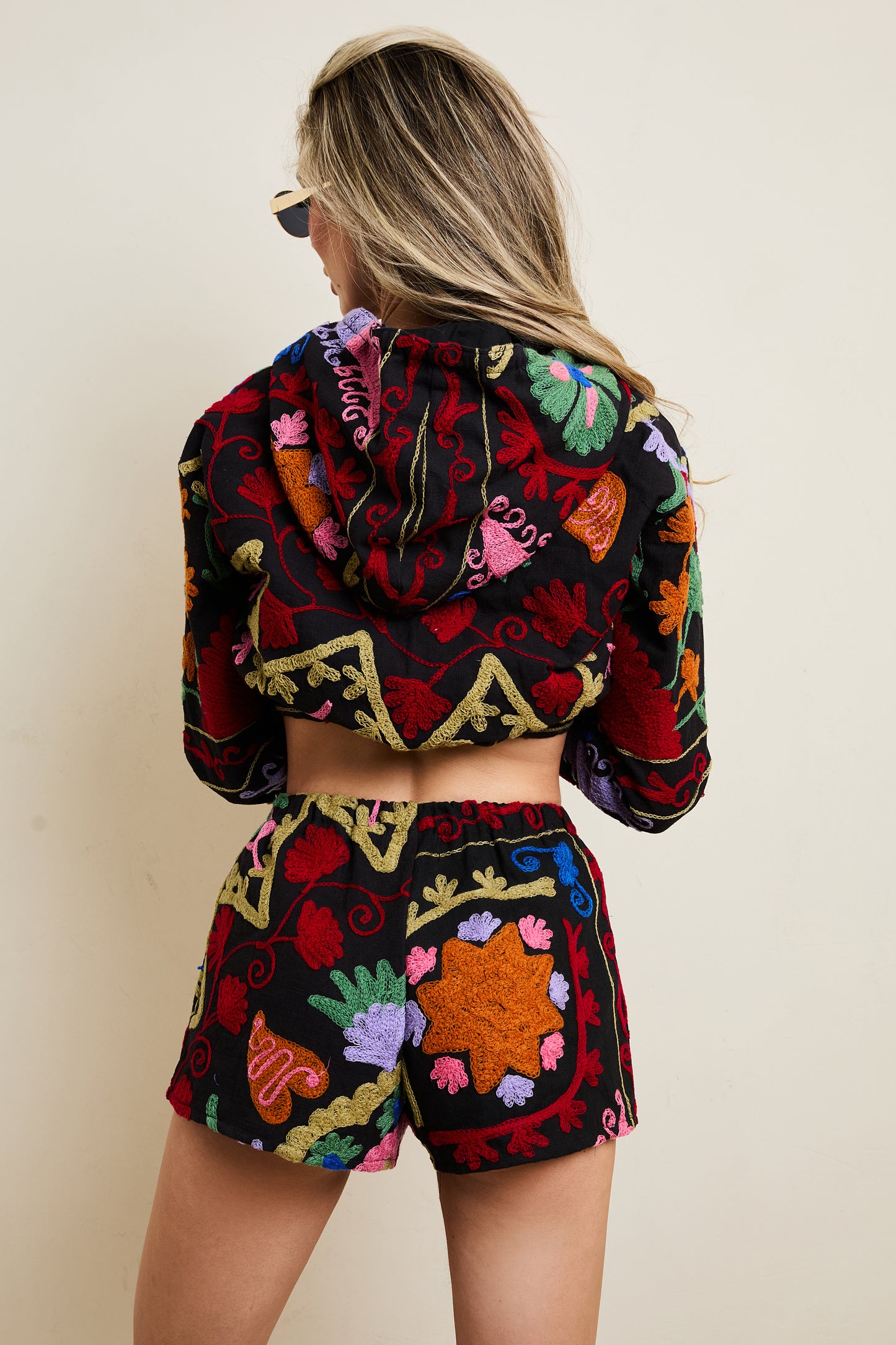 Black Suzani Shorts