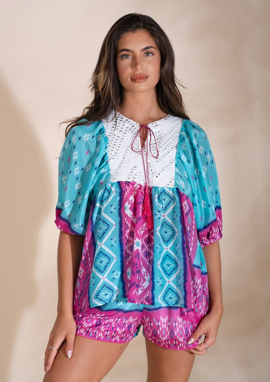 Pastel Sari Kaftan Top