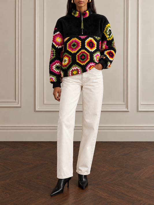 LUANA CROCHET FLEECE -Black