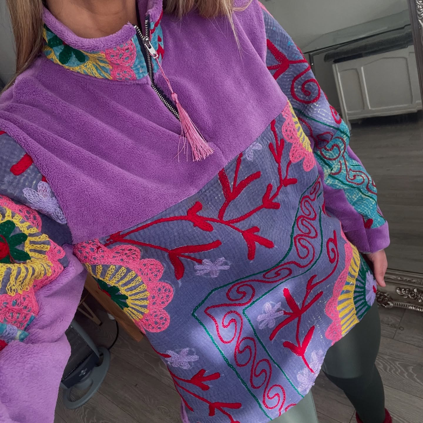 Purple Vintage Suzani Fleece