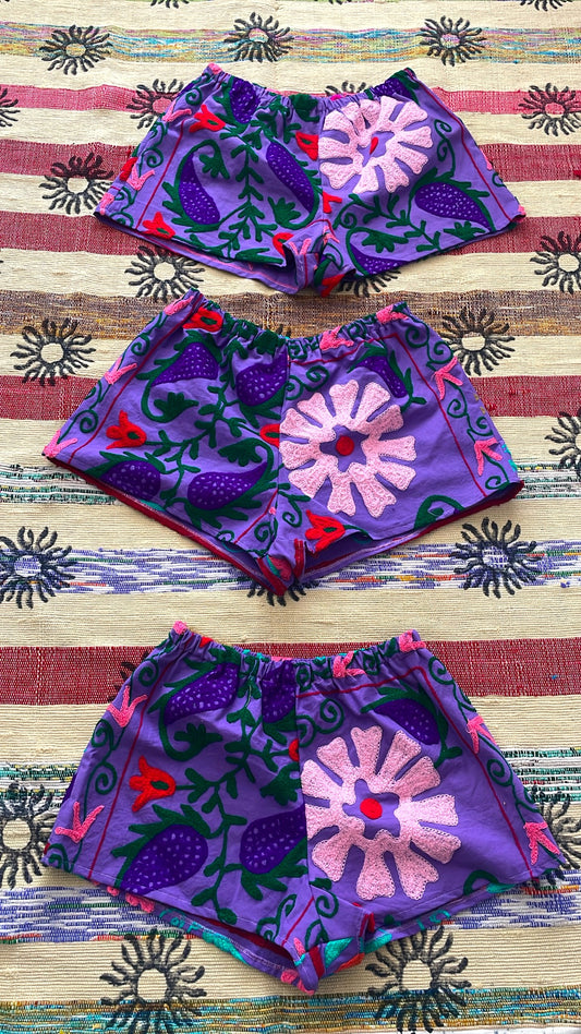 Purple Suzani Shorts
