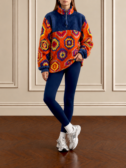 LUANA CROCHET FLEECE -Cobolt