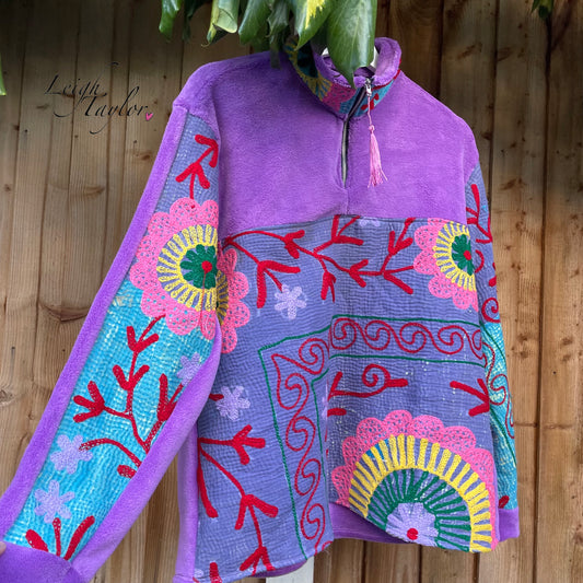 Purple Vintage Suzani Fleece