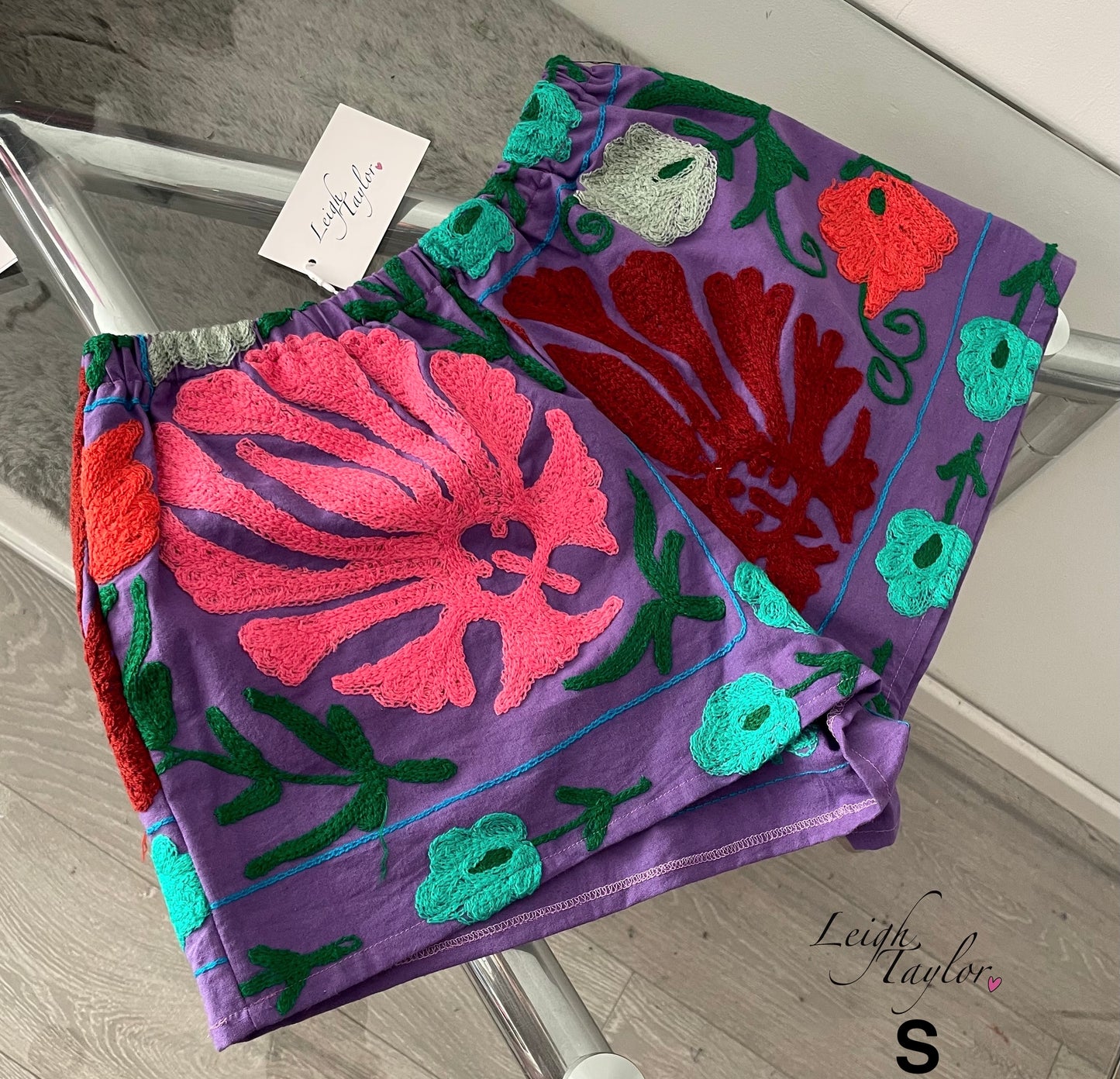 Purple Suzani Shorts
