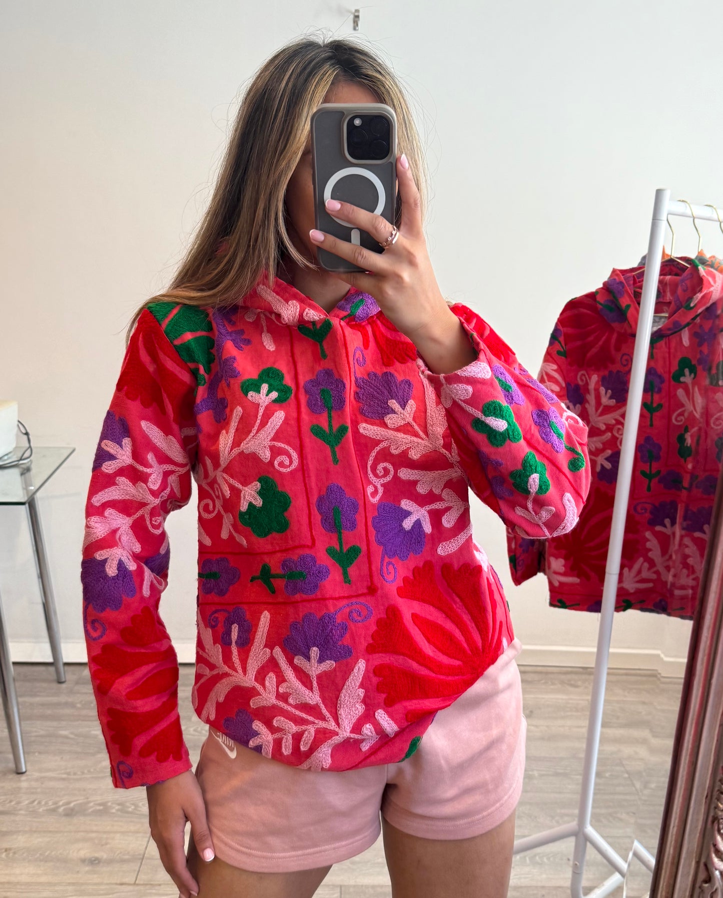 Coral Pink Suzani Hoody