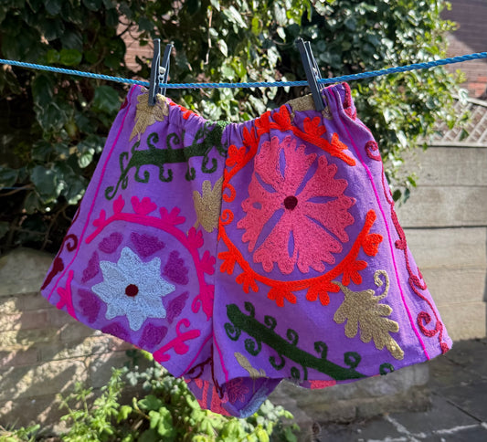 Purple Suzani Shorts