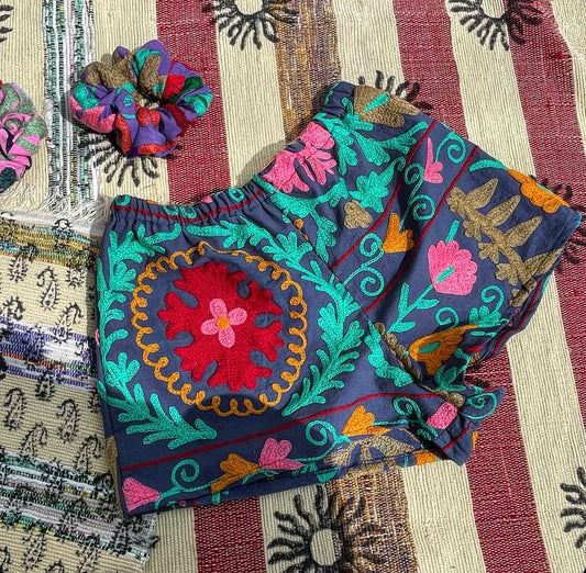 Navy Suzani Shorts