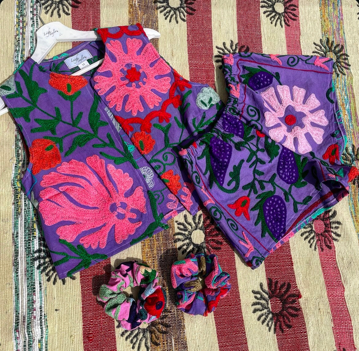 Purple Suzani Shorts