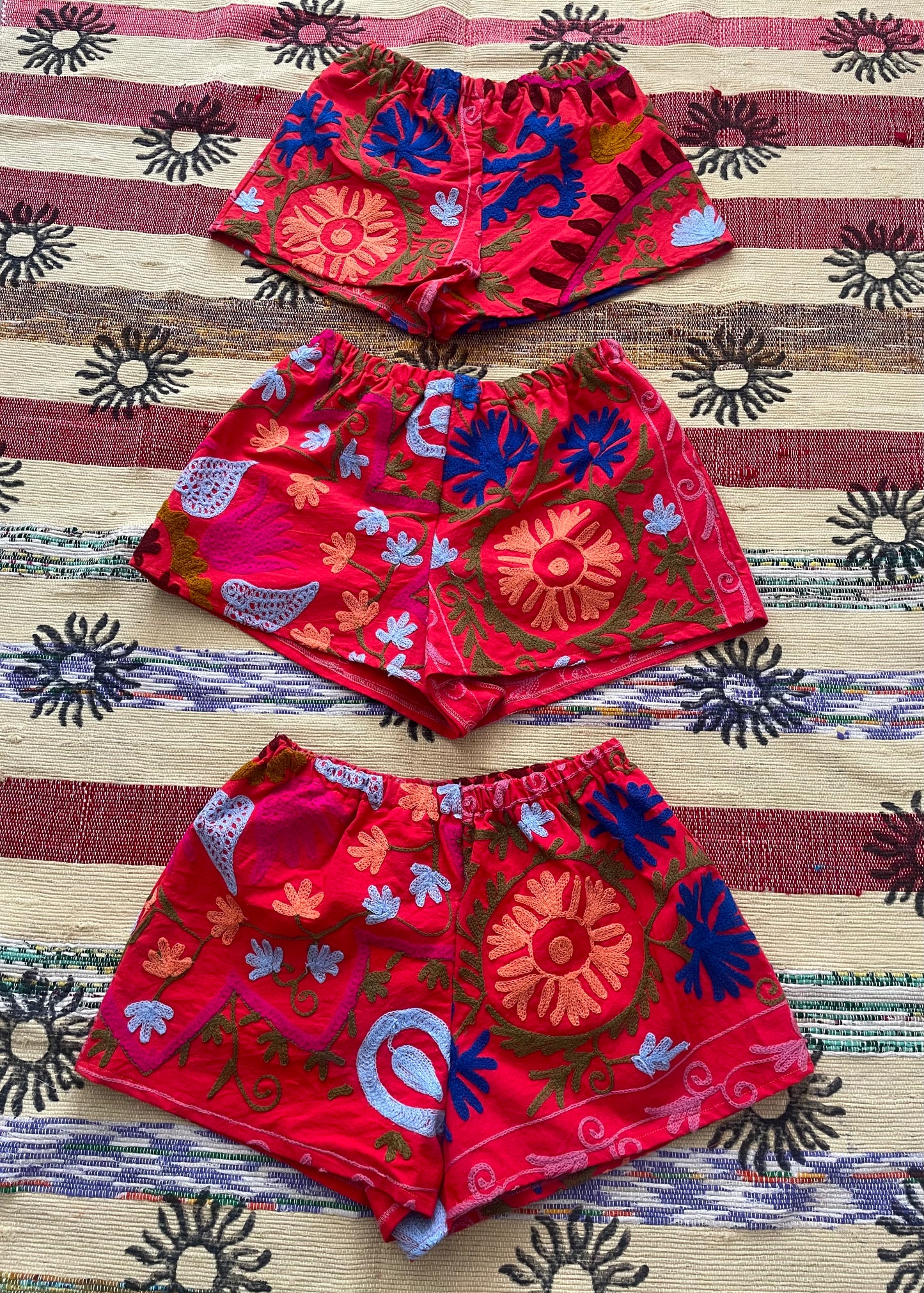 Red Suzani Shorts