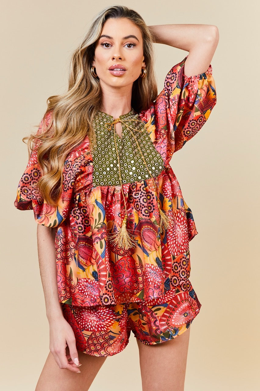 Pink Aurora Kaftan Top