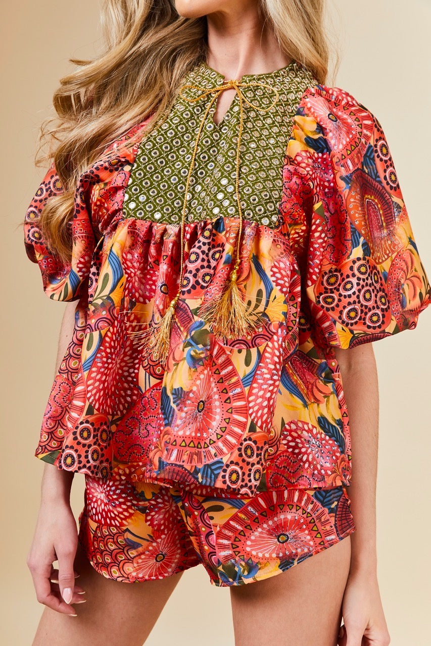 Pink Aurora Kaftan Top