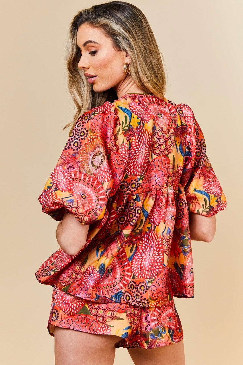 Pink Aurora Kaftan Top