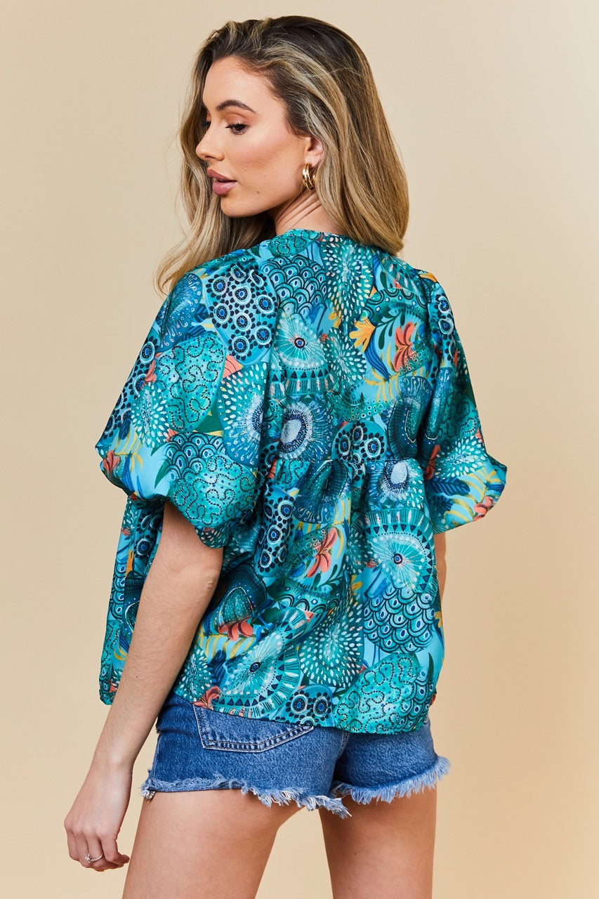 Turquoise Aurora Kaftan Top