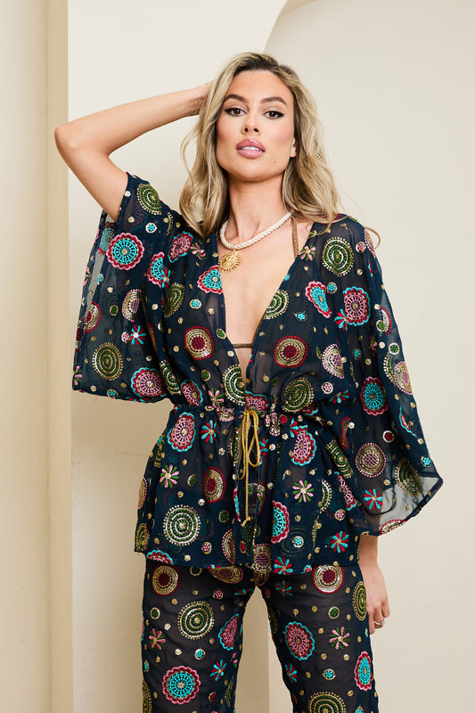 Astria Embroidered Kimono
