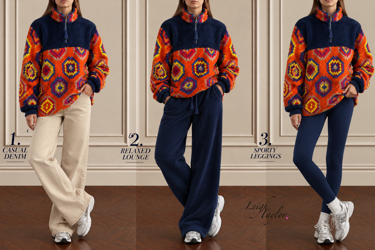 LUANA CROCHET FLEECE -Cobolt