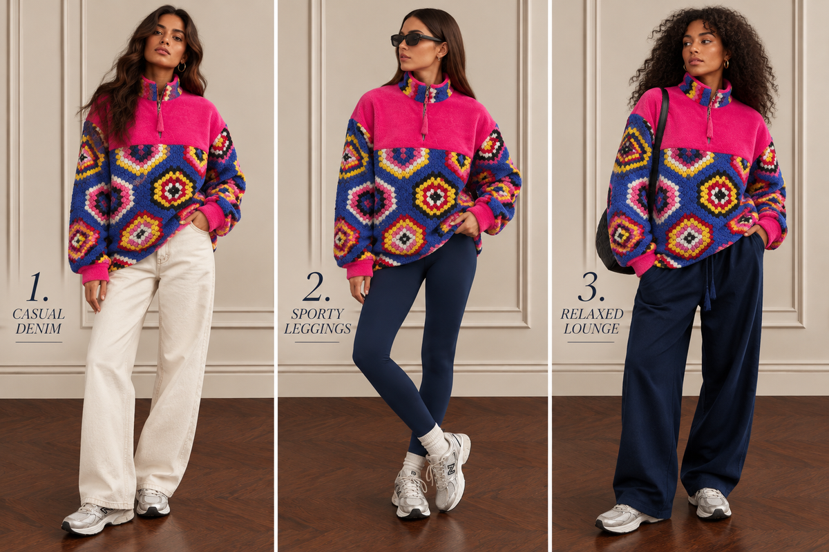LUANA CROCHET FLEECE -Cerise