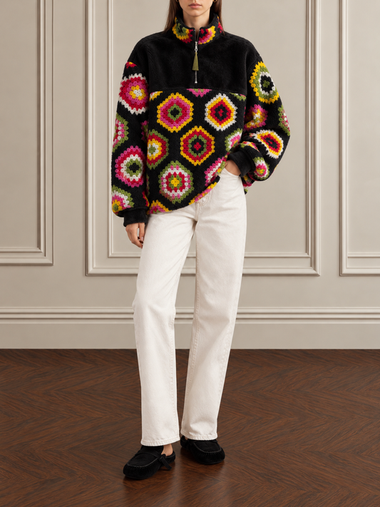 LUANA CROCHET FLEECE -Black