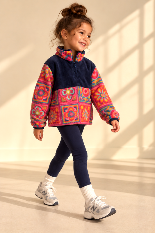 KIDS Pink Crochet Fleece